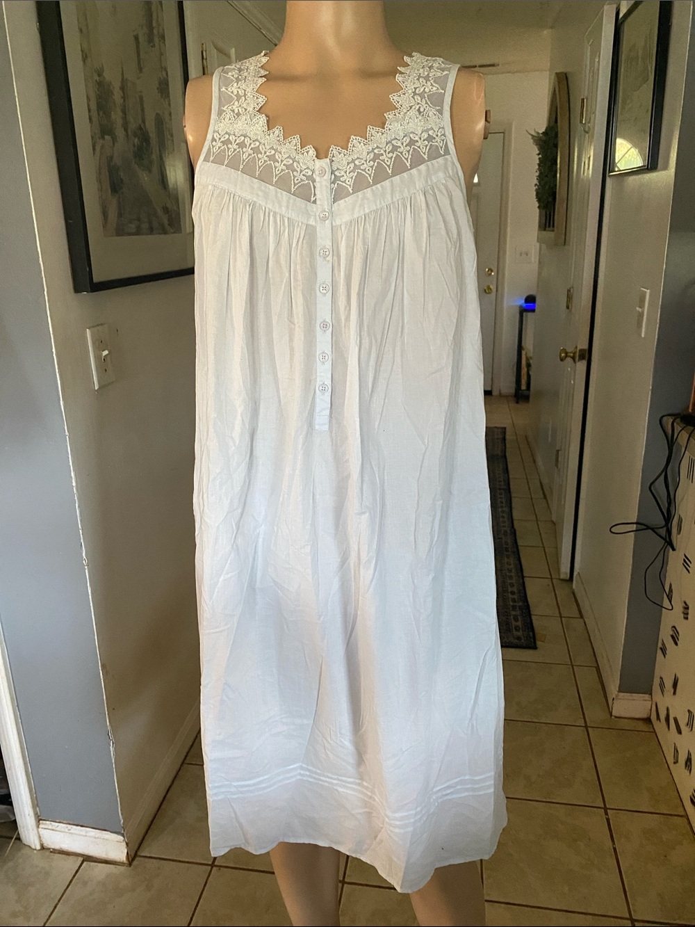 Kim Rogers blue Lace Yoke Cotton Nightgown